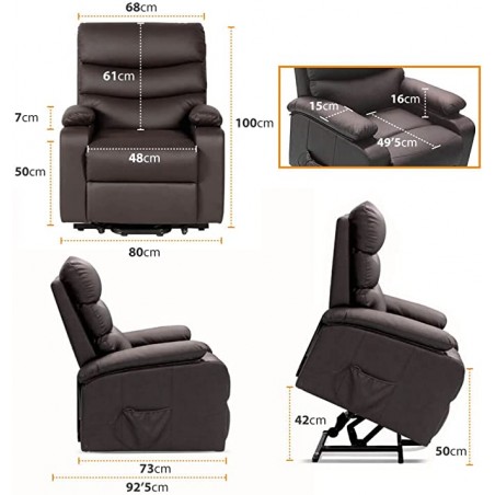 Sillón Masaje Extra Acolchado Levanta Personas Gridinlux