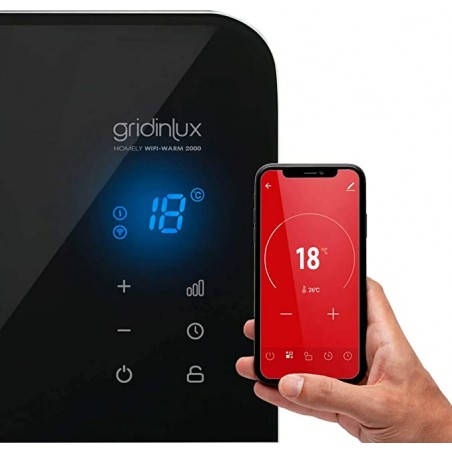 Radiador Cristal Eléctrico Homely WiFi Warm 2000W Gridinlux | Control Móvil App y WIFI | 2 Potencias | Bajo Consumo