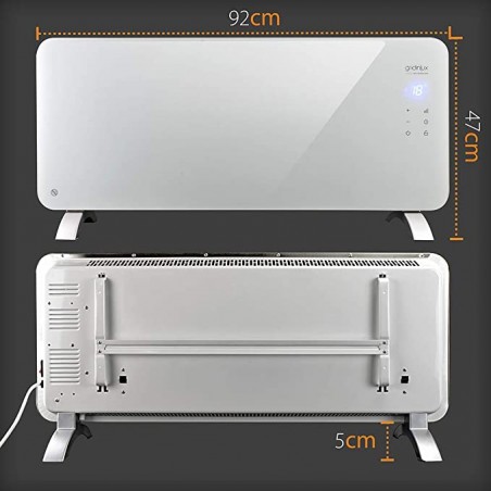 Radiador Cristal Eléctrico Homely WiFi Warm 2000W. Calefacción Termostato, Convector Calor, WiFi, App, Silencioso