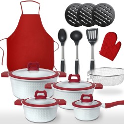Batería de cocina 22 piezas. Calidad Premium. Resistente y Antiadherente, Set Cacerolas para Todo tipo de Cocinas