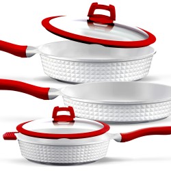 Set Sartenes 5 Piezas. Aluminio Fundido, Titanio, Calidad Premium, Resistentes, Aptas para todo tipo de Cocinas