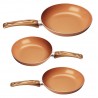Set 3 Sartenes Copper Pan, Antiadherentes, Cerámica Alta Calidad, Cocina sin grasas, Mangos Ergonómicos