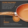 Set 3 Sartenes Copper Pan, Antiadherentes, Cerámica Alta Calidad, Cocina sin grasas, Mangos Ergonómicos