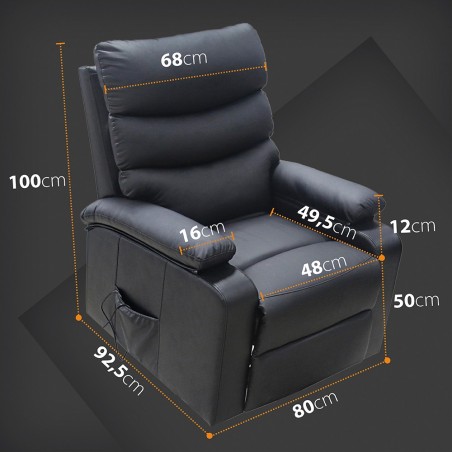 Sillón Relax Masaje Extra acolchado| Reclinable | Calor Lumbar | 8 Motores | Mando de Control | 4 Zonas de Masaje