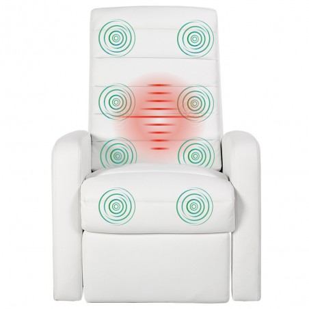 Sillón Relax Masaje Lujo Blanco | Reclinable | Función Calor Lumbar | 5 Modos | 8 Motores | Mando de Control | 4 zonas de masaje