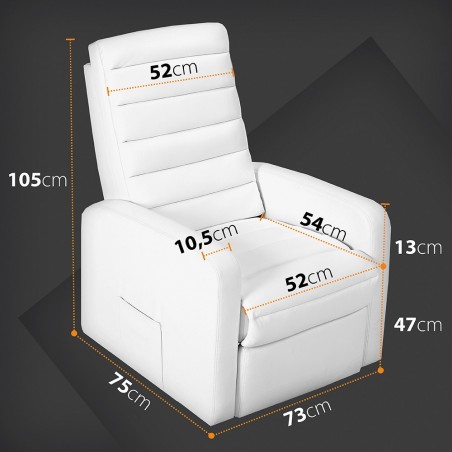 Sillón Relax Masaje Lujo Blanco | Reclinable | Función Calor Lumbar | 5 Modos | 8 Motores | Mando de Control | 4 zonas de masaje